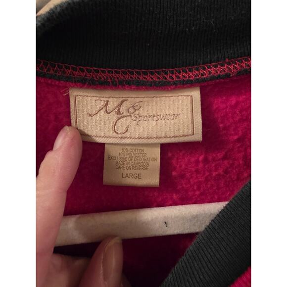 Vtg Embroidered Cardinal Crewneck Sweatshirt Double Collar Christmas Holiday L - Picture 4 of 8